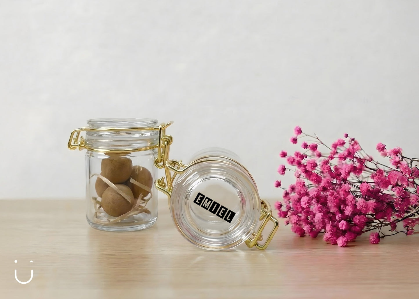 10x Glazen potje met bloembommetjes - Doopsuiker - Deugeniet - 100% afgewerkt