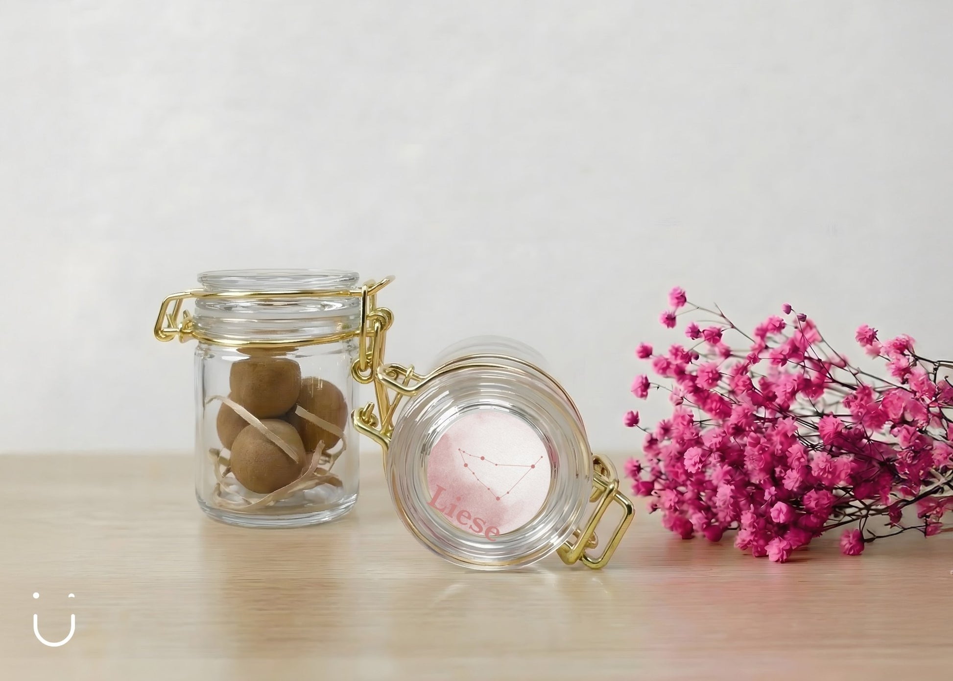 10x Glazen potje met bloembommetjes - Doopsuiker - Deugeniet - 100% afgewerkt