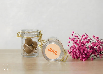 10x Glazen potje met bloembommetjes - Doopsuiker - Deugeniet - 100% afgewerkt