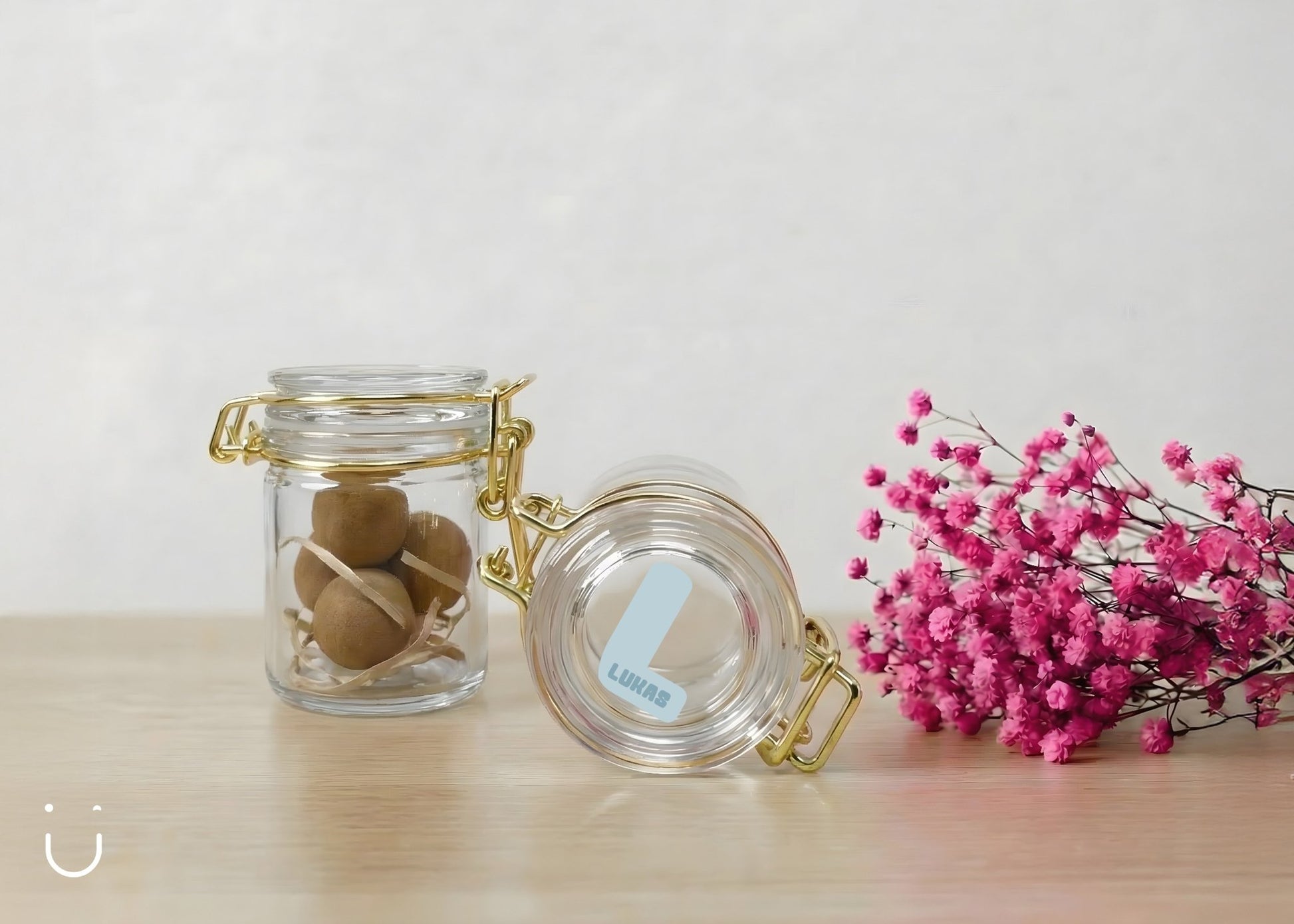 10x Glazen potje met bloembommetjes - Doopsuiker - Deugeniet - 100% afgewerkt