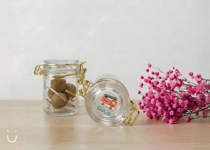 10x Glazen potje met bloembommetjes - Doopsuiker - Deugeniet - 100% afgewerkt