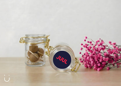 10x Glazen potje met bloembommetjes - Doopsuiker - Deugeniet - 100% afgewerkt