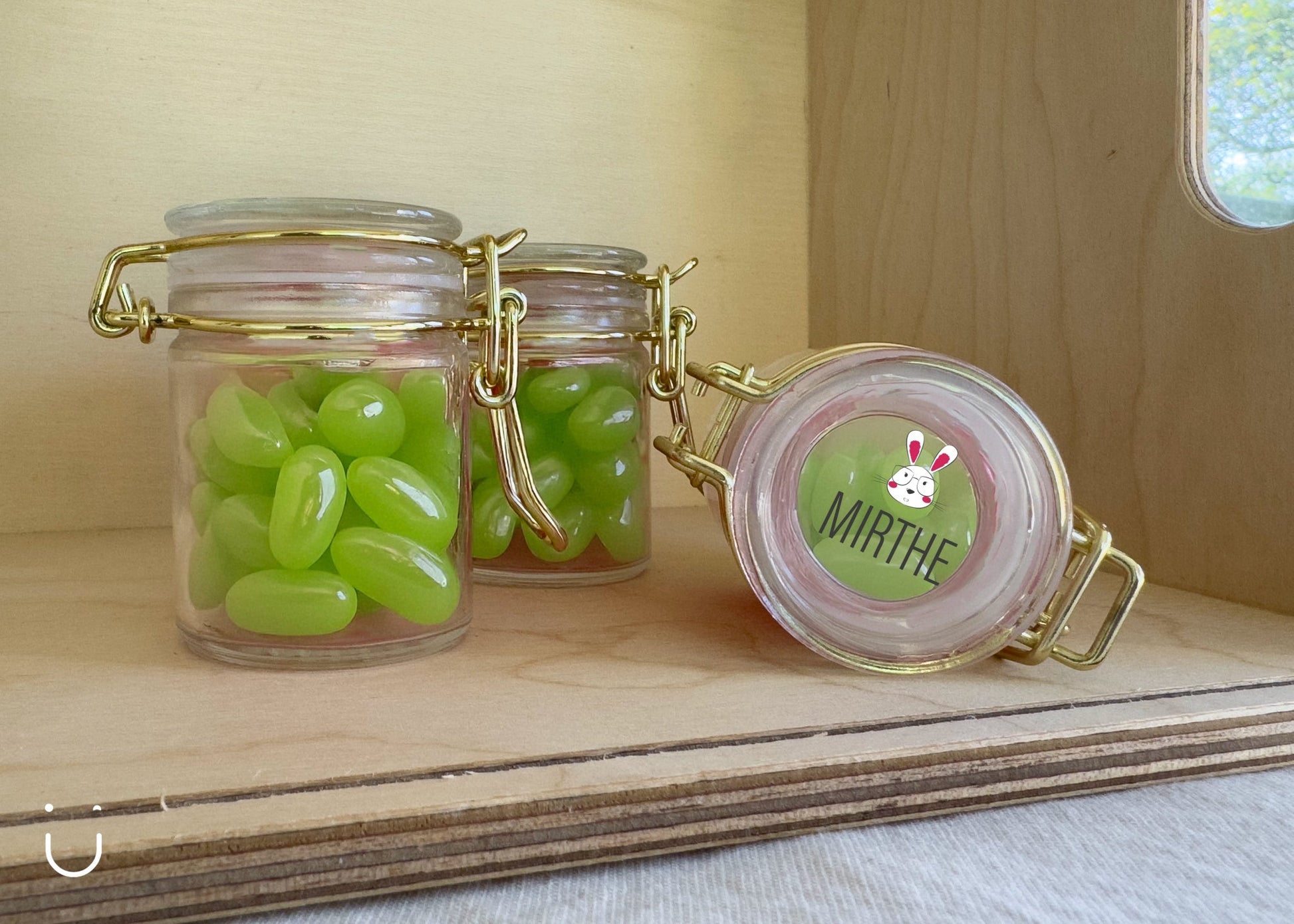 10x Glazen potje met jellybeans - Deugeniet - Doopsuiker diy