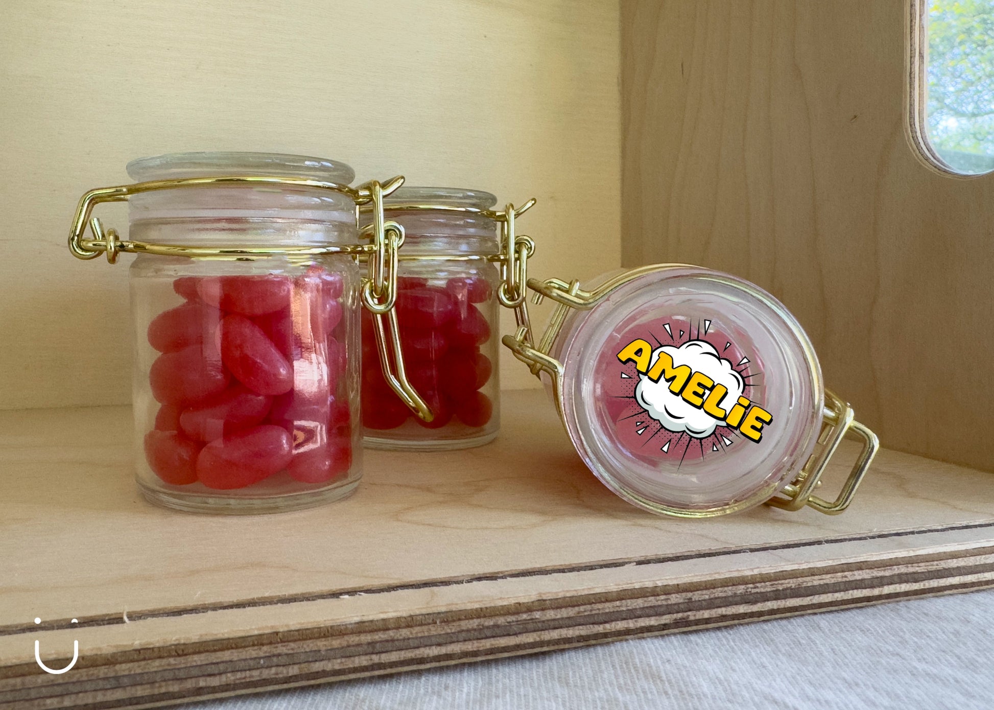 10x Glazen potje met jellybeans - Deugeniet - Doopsuiker diy