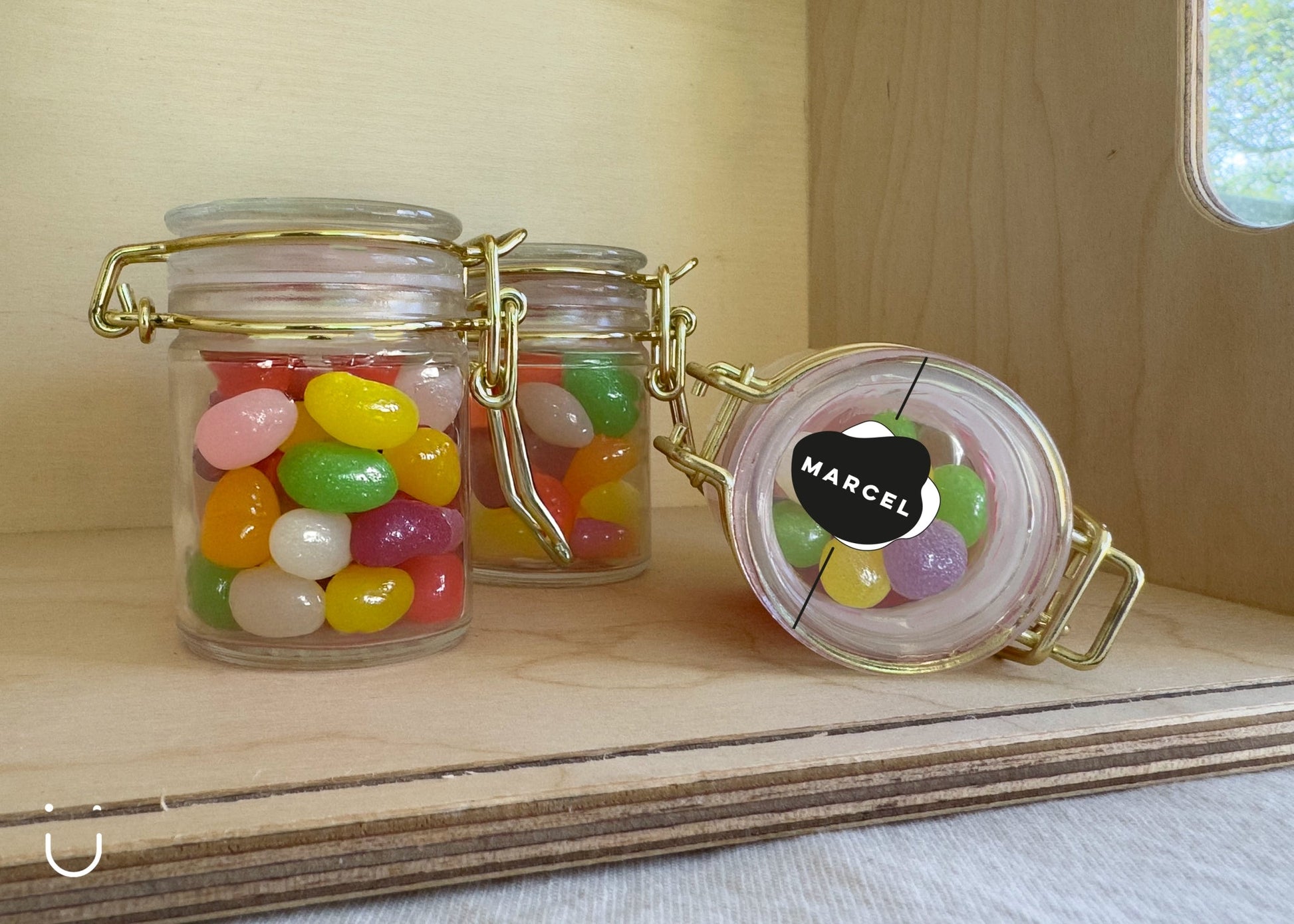 10x Glazen potje met jellybeans - Deugeniet - Doopsuiker diy