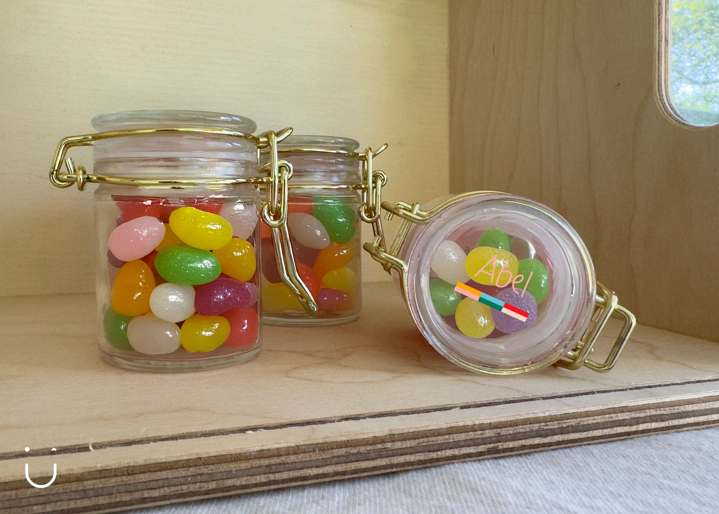 10x Glazen potje met jellybeans - Deugeniet - Doopsuiker diy