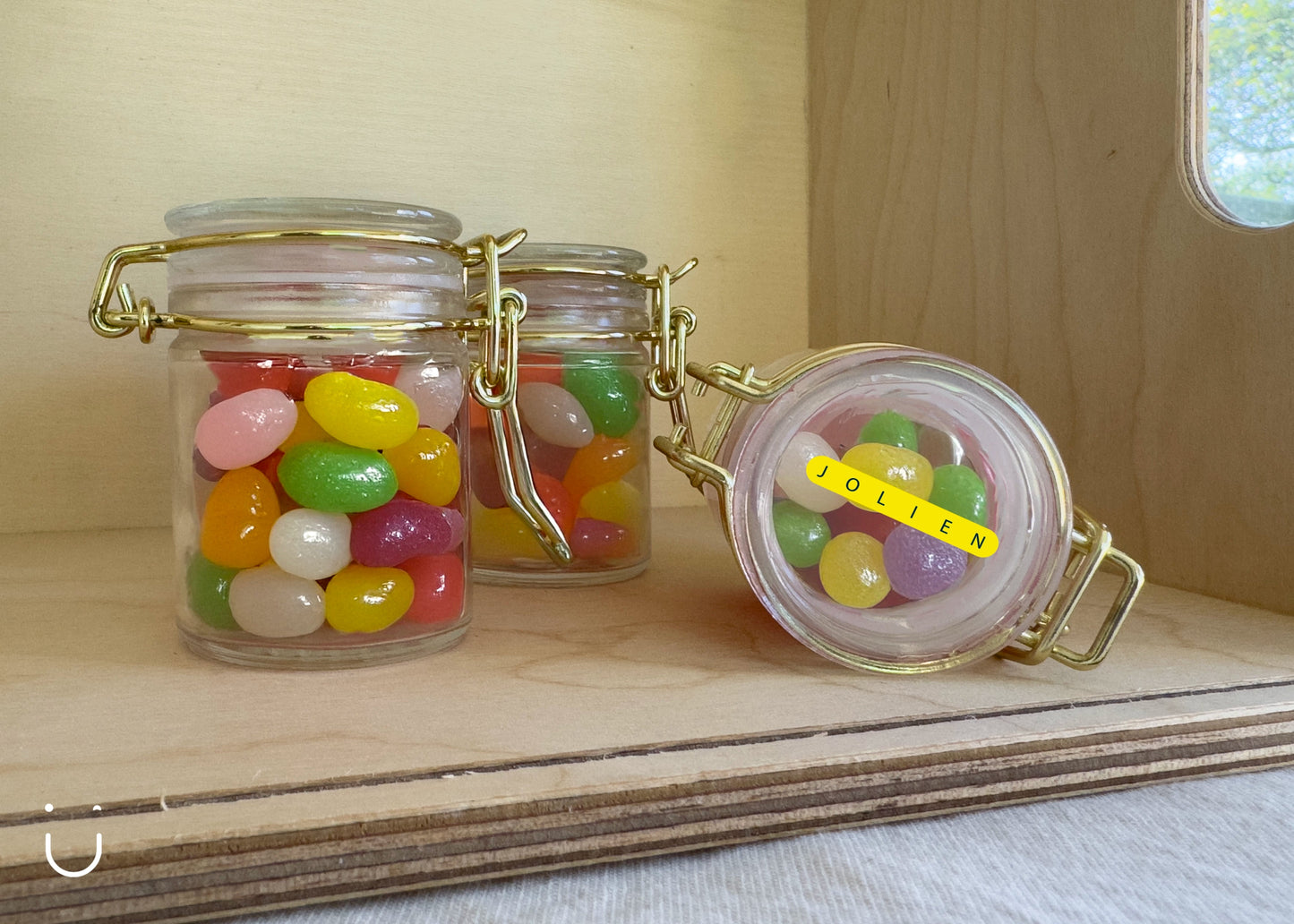 10x Glazen potje met jellybeans - Deugeniet - Doopsuiker diy