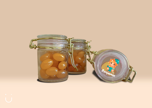 10x Glazen potje met jellybeans - Deugeniet - Doopsuiker diy