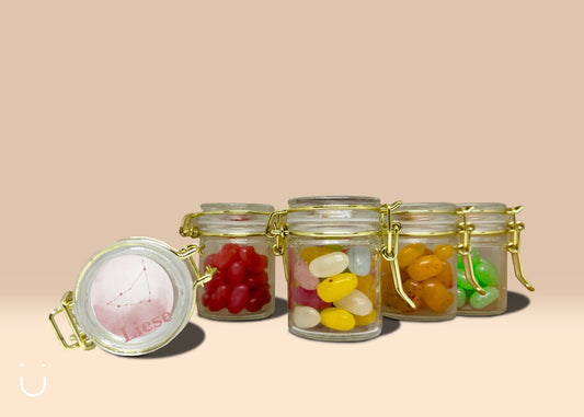 10x Glazen potje met jellybeans - Deugeniet - Doopsuiker diy