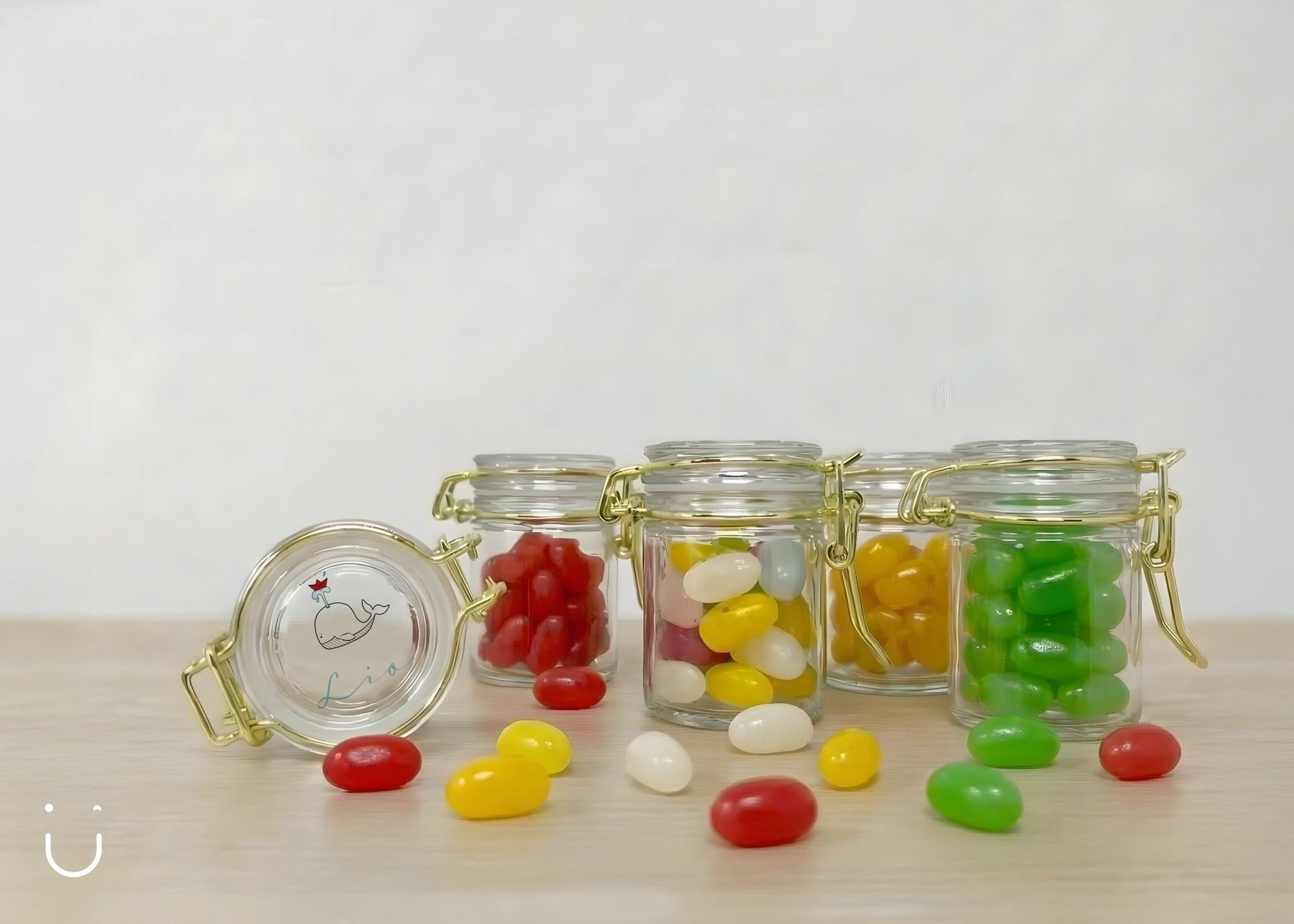10x Glazen potje met jellybeans - Doopsuiker - Deugeniet - 100% afgewerkt