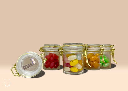 10x Glazen potje met jellybeans - Doopsuiker - Deugeniet - Doopsuiker diy