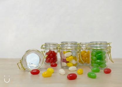 10x Glazen potje met jellybeans - Doopsuiker - Deugeniet - 100% afgewerkt