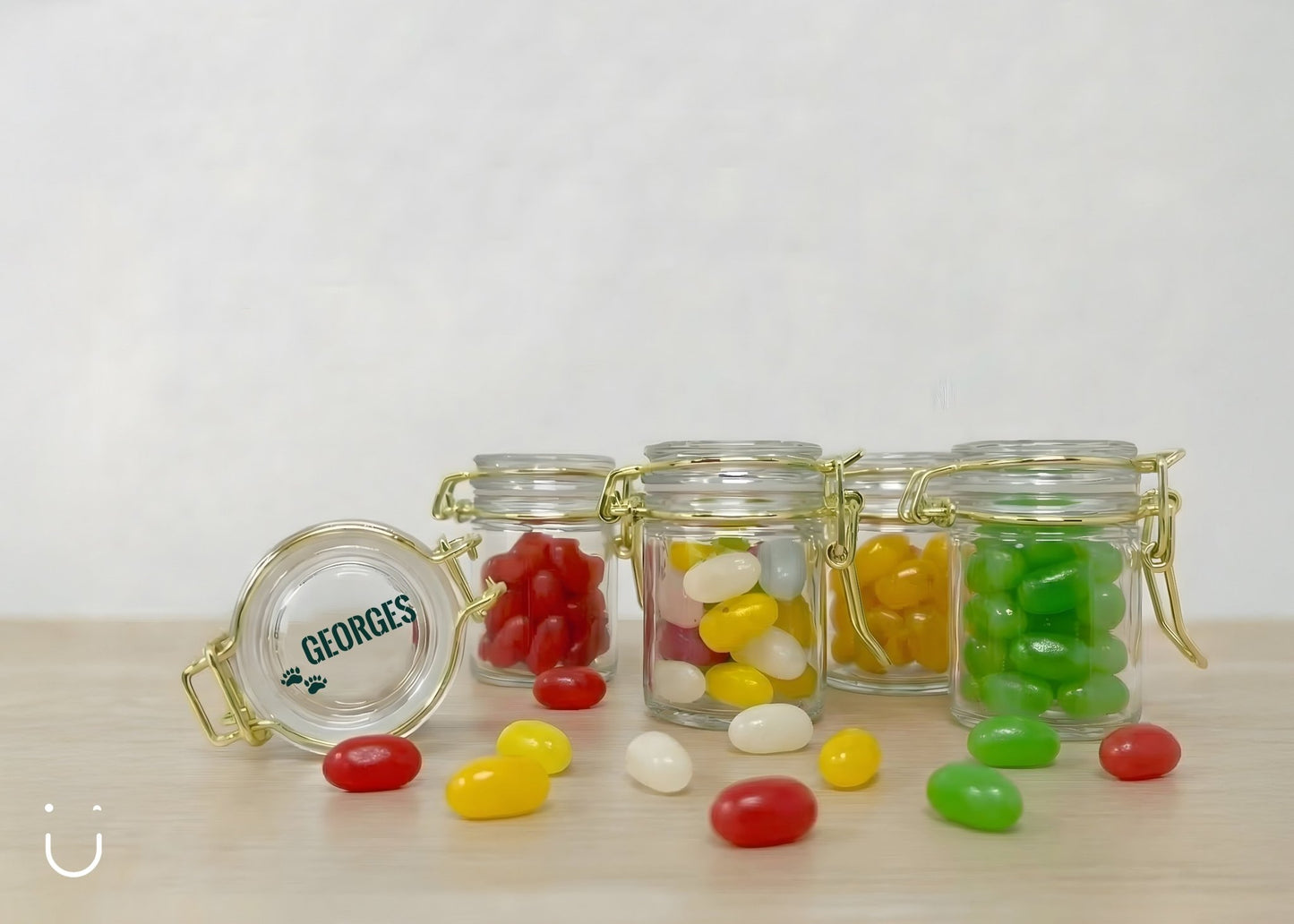 10x Glazen potje met jellybeans - Doopsuiker - Deugeniet - 100% afgewerkt