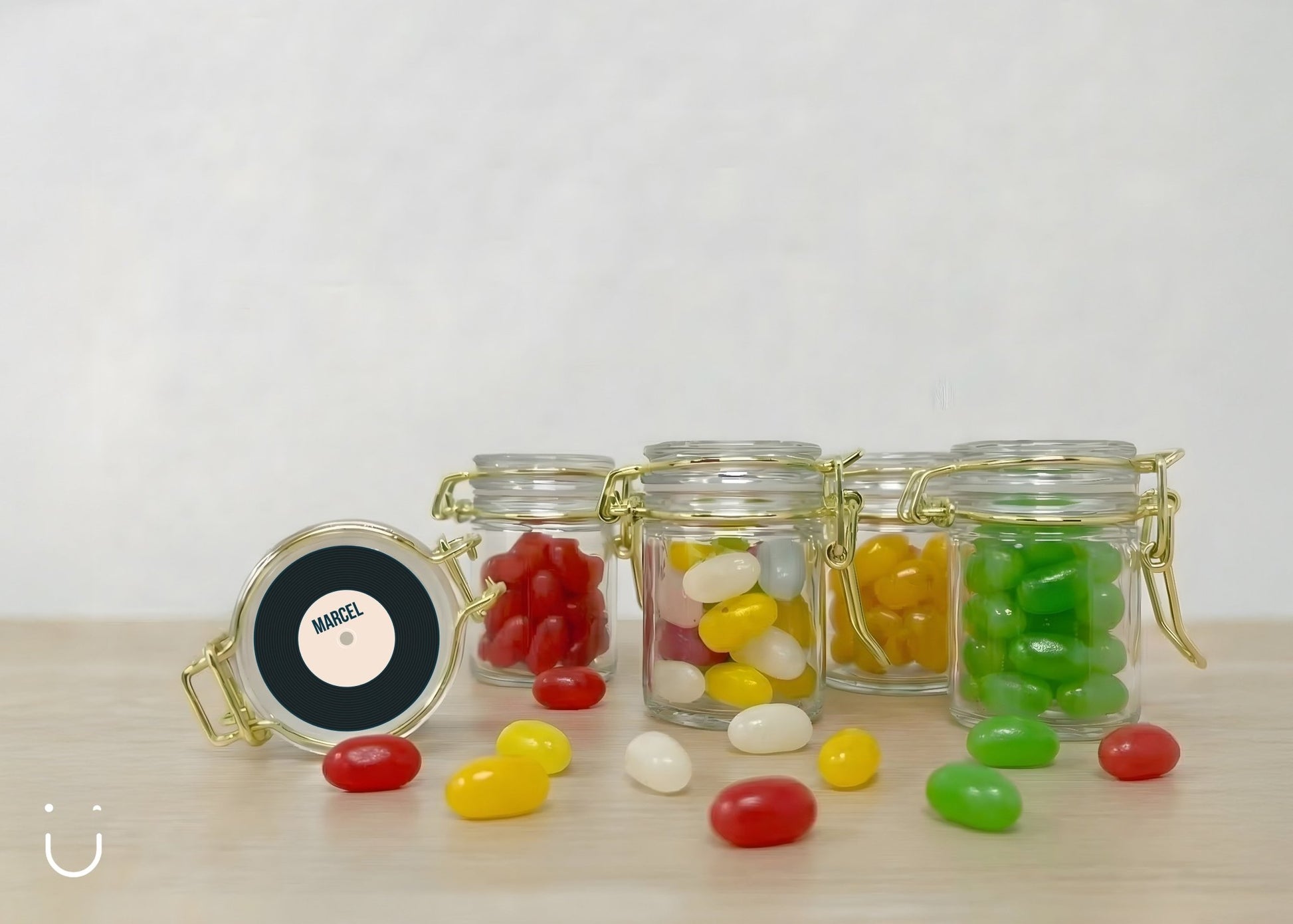 10x Glazen potje met jellybeans - Doopsuiker - Deugeniet - 100% afgewerkt