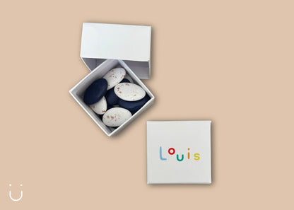 10x wit doosje met eigen ontwerp - Bedankje communie - Deugeniet - Communiebedankjes