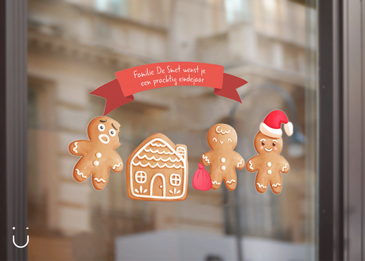 5 Kerst raamstickers - Gingerbread koekjes - Deugeniet - Kerst decoratie
