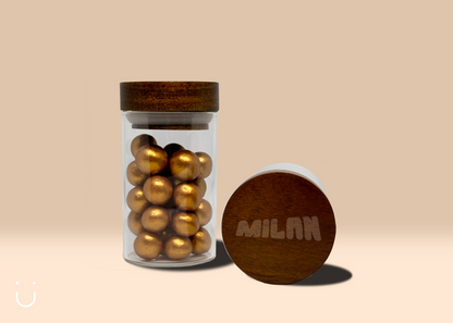 5x Glazen potje met gouden crispy balletjes - communie - Deugeniet - Communiebedankjes