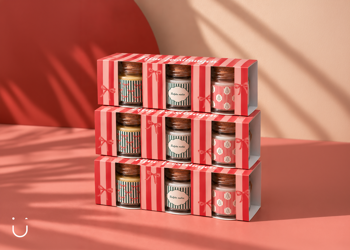 Cadeauset Fijne feestdagen - 3 geurkaarsjes - Liefste metie