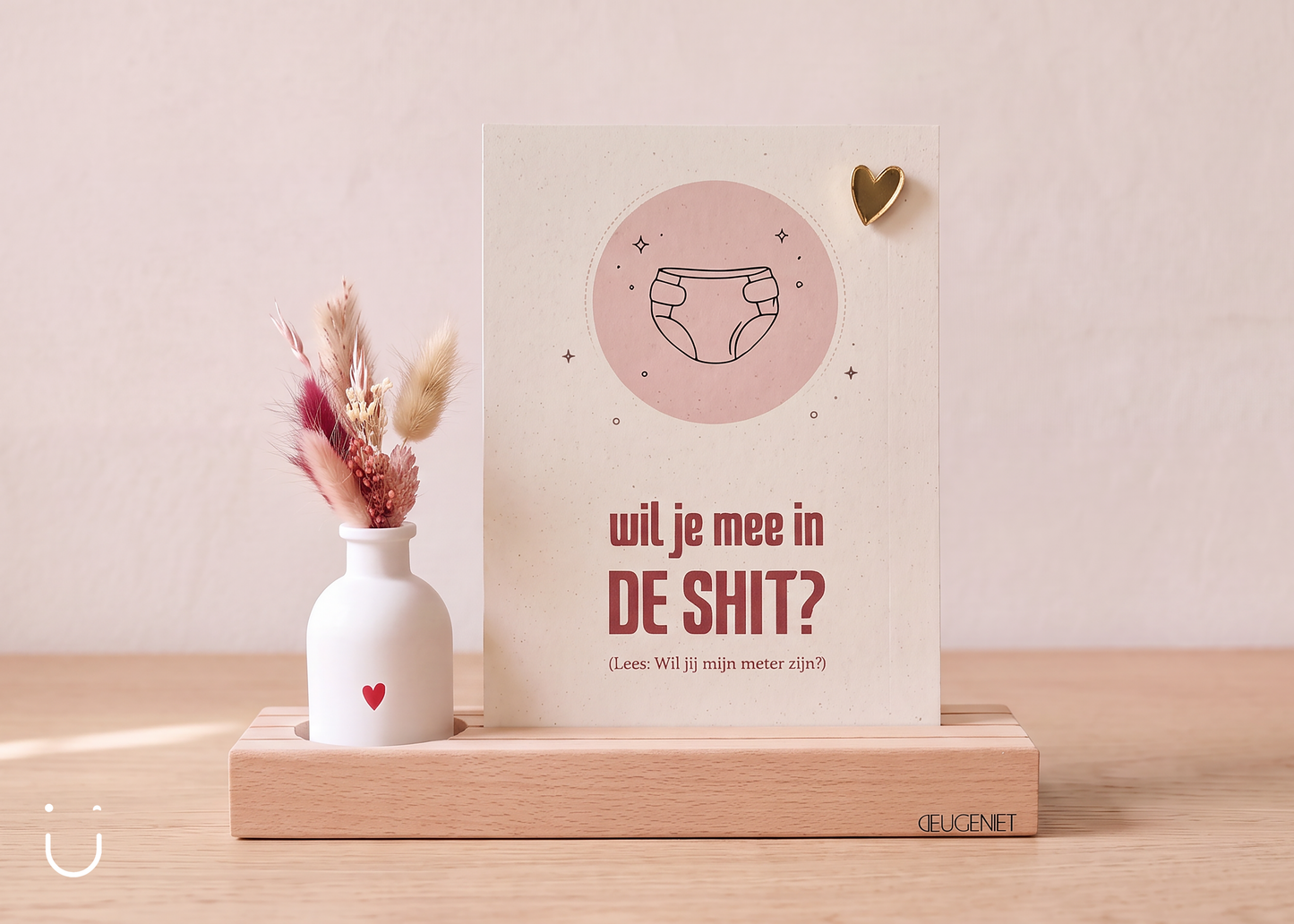 Meter vragen cadeau met droogbloemen – Luier humor