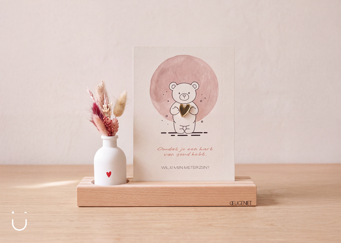 Meter vragen cadeau met droogbloemen – Hart van goud