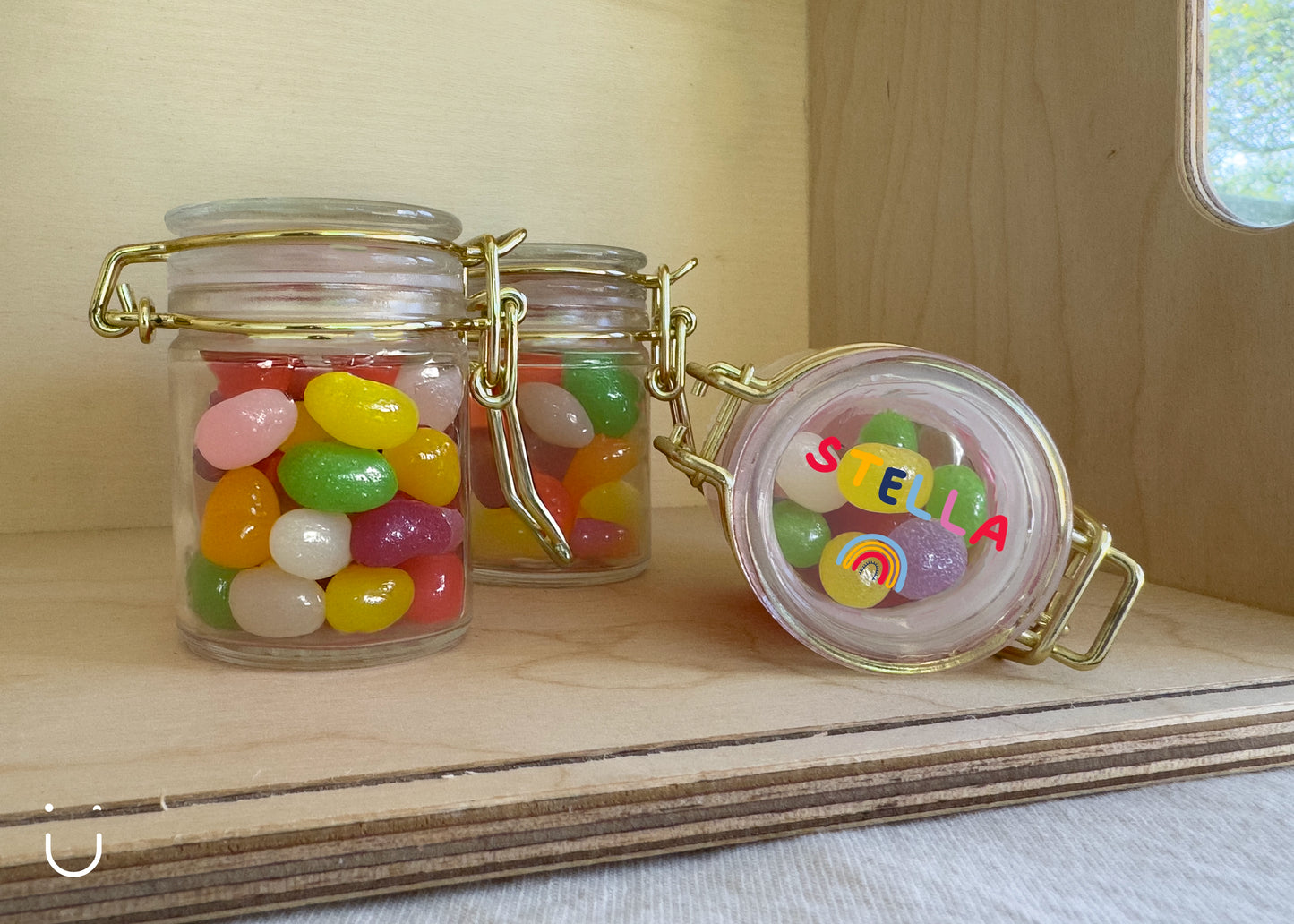 10x Glazen potje met jellybeans