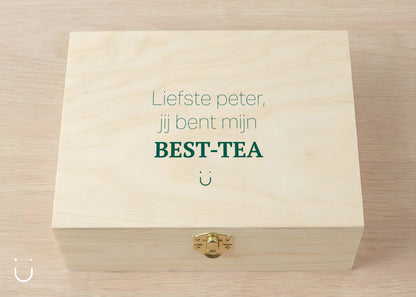 Houten theedoos - Liefste Peter cadeau