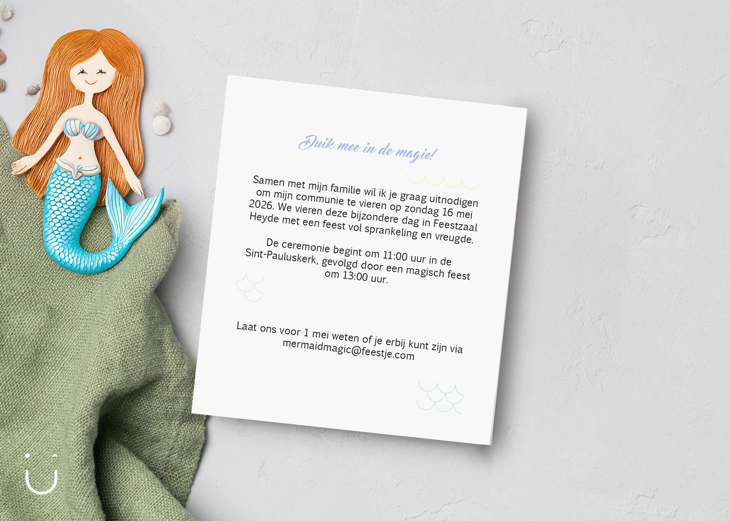 Communie uitnodiging "Mermaid magic"