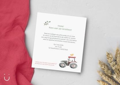 Communie uitnodiging "Farm friends"
