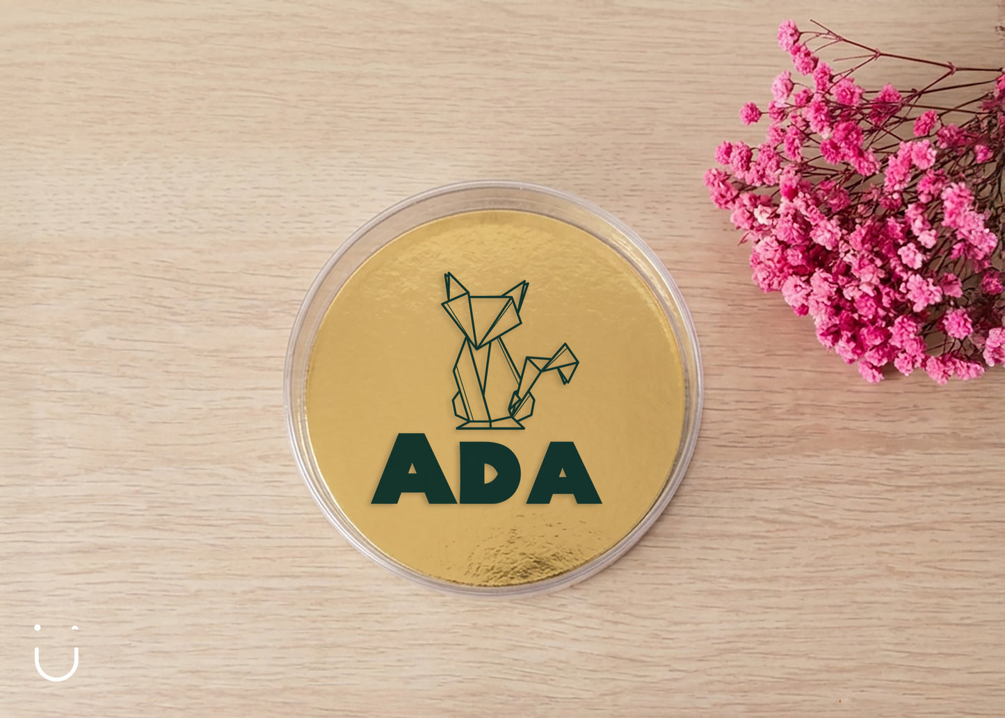 Rond transparant mica doosje - bedrukt - Doopsuiker