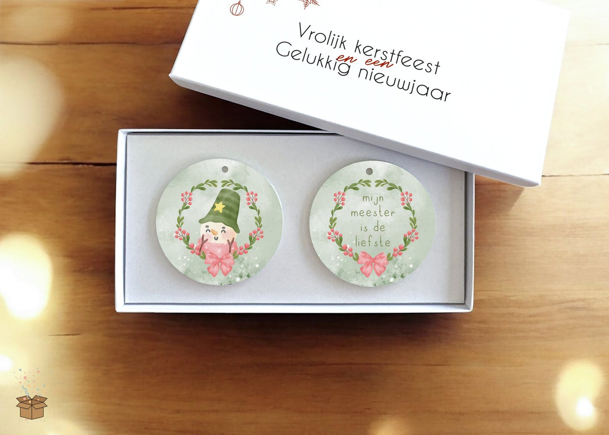 Cadeauset - Kersthangers - Meester is de liefste - Deugeniet - kersthangers