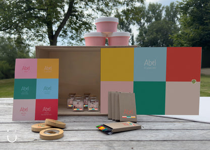 "Colorblocking" set - Deugeniet - Geboortekaartjes en doopsuiker