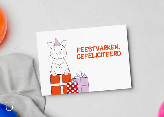 Feestvarken - Deugeniet - Verjaardagskaartje