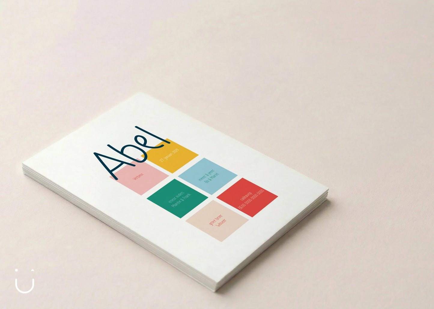 Geboortekaartje "Colorblocking" - Deugeniet - Geboortekaartjes