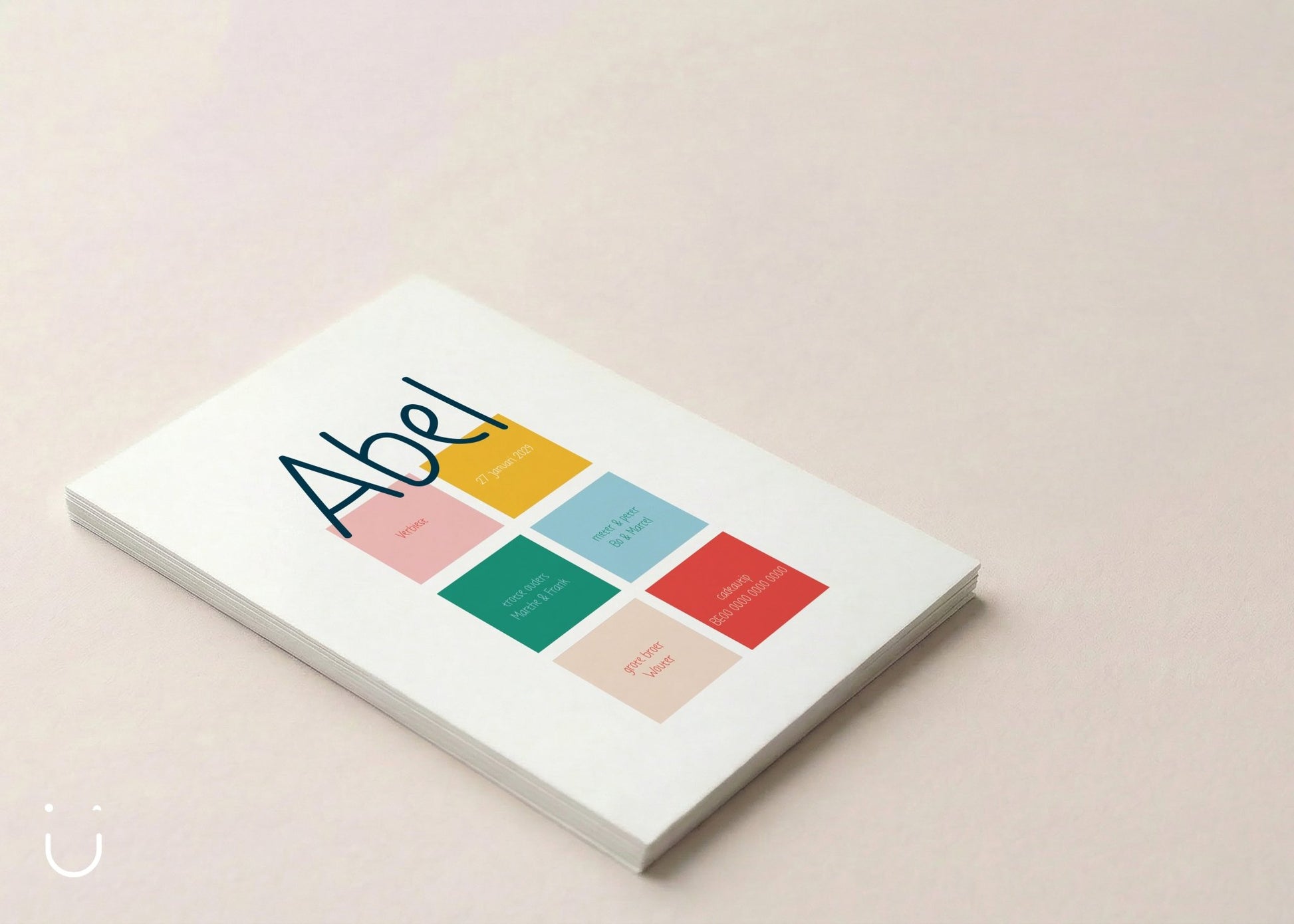 Geboortekaartje "Colorblocking" - Deugeniet - Geboortekaartjes