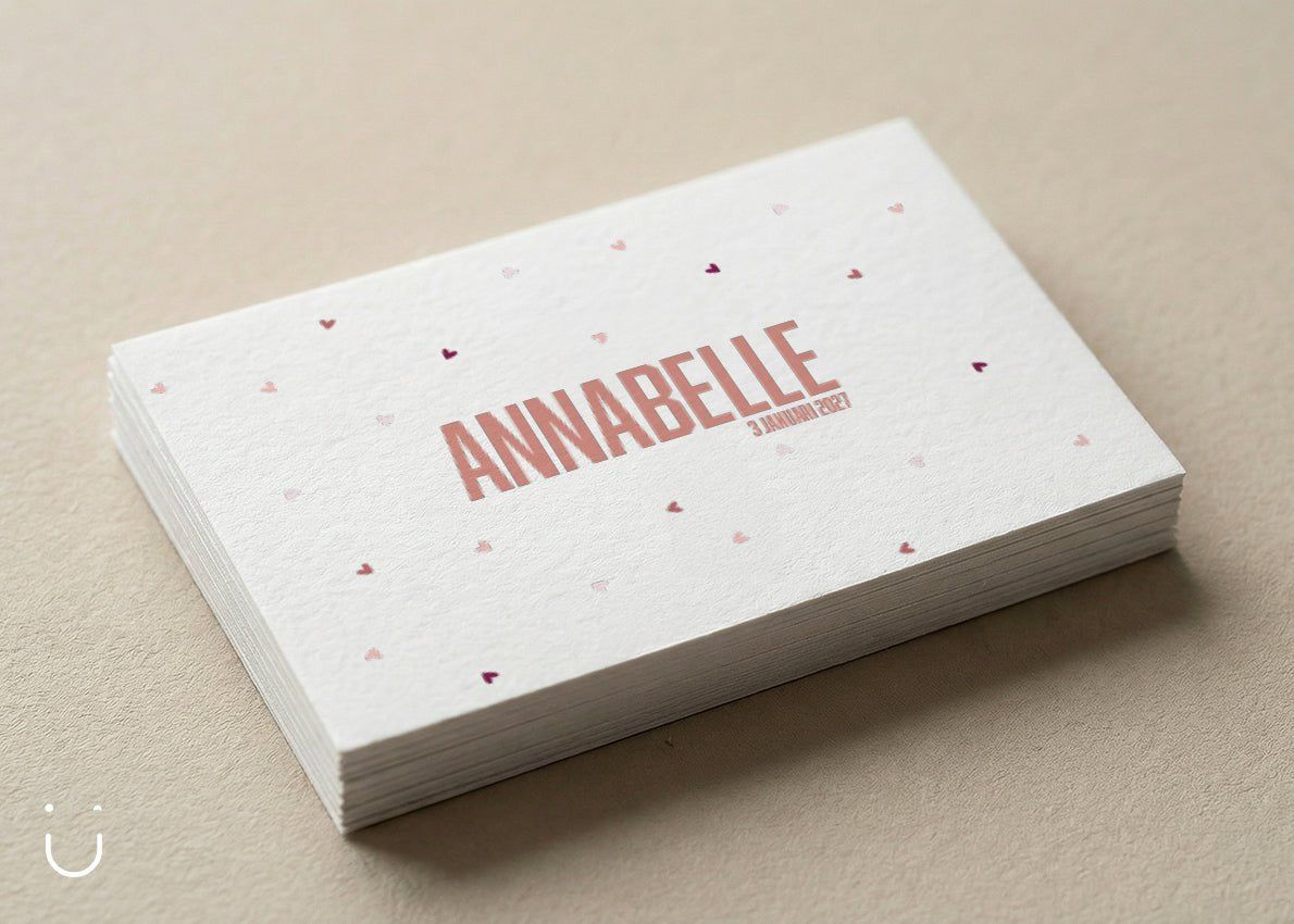 Geboortekaartje "Hartjes" - Deugeniet - Geboortekaartjes