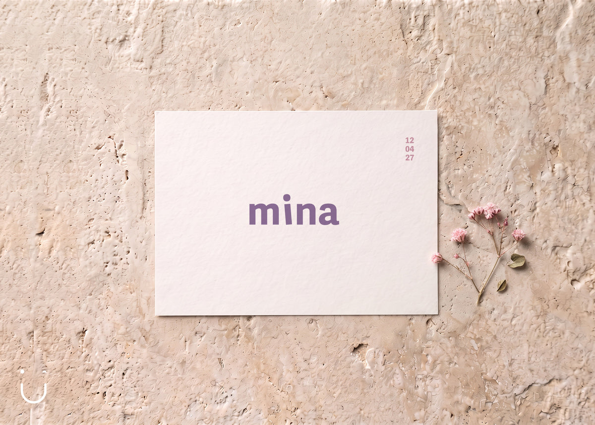 Geboortekaartje "Mina" - voorkant - Deugeniet