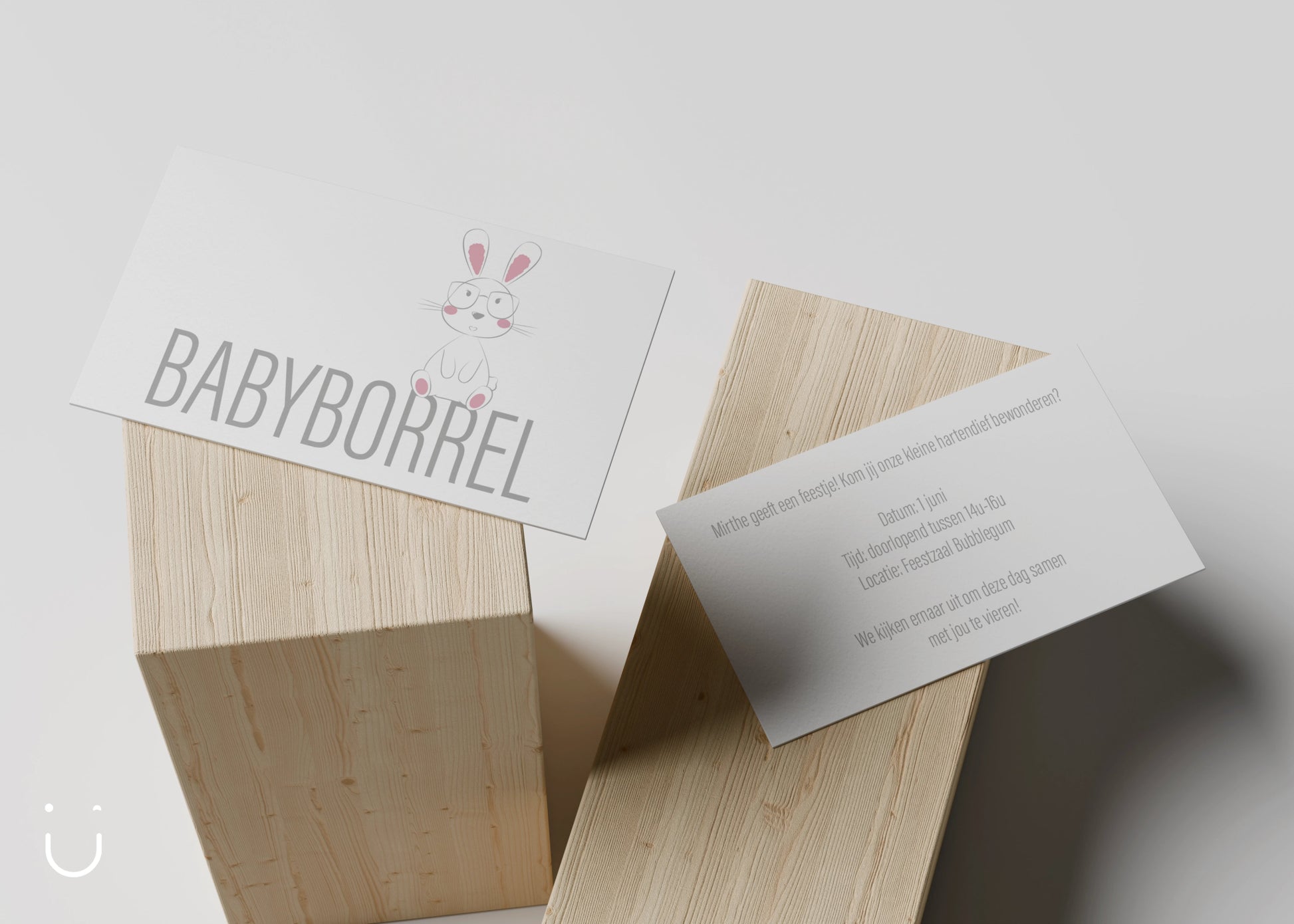 Kleine babyborrel kaartjes "Bunny" - Deugeniet - 