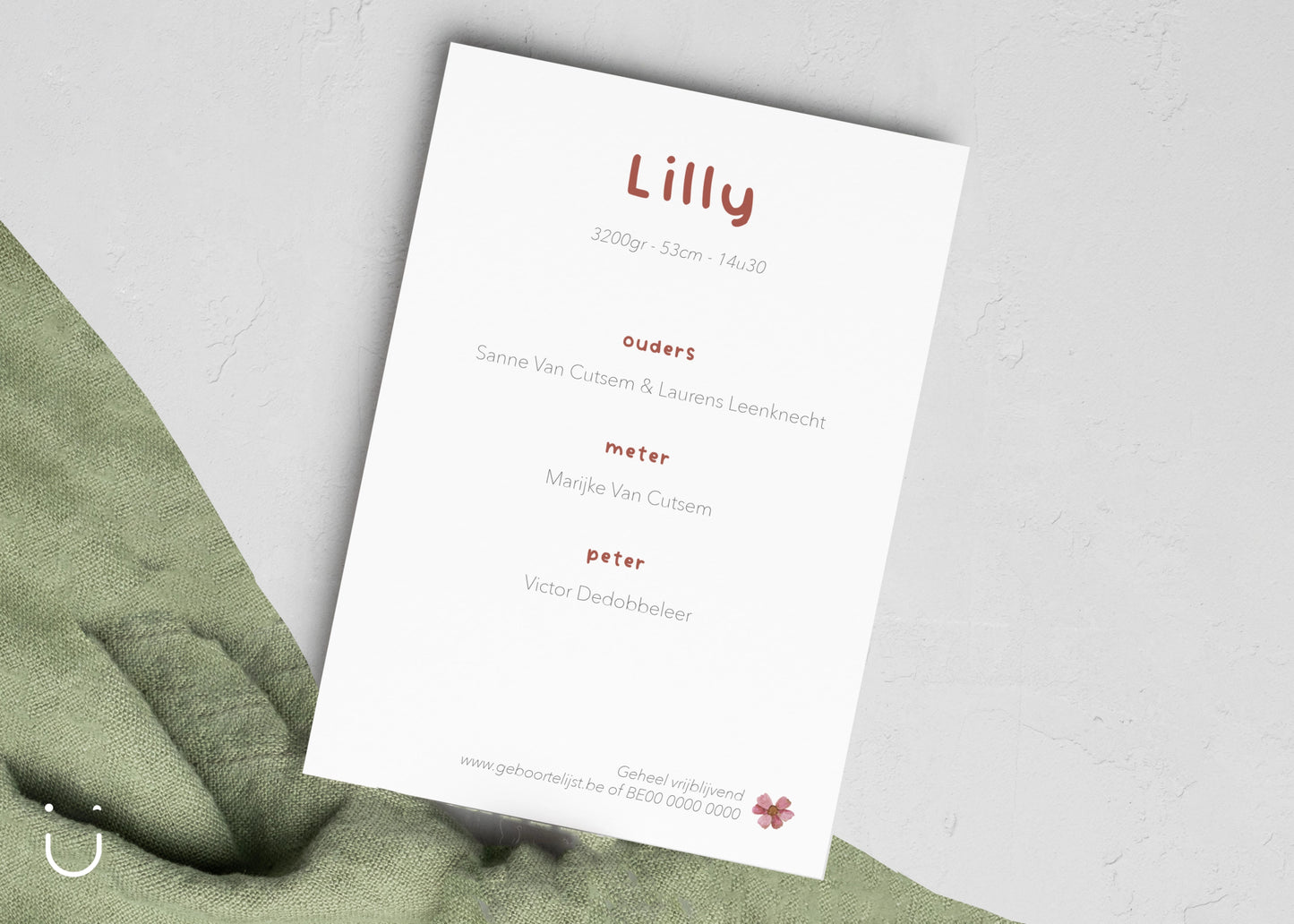 "Lilly" set - Deugeniet - Geboortekaartjes en doopsuiker