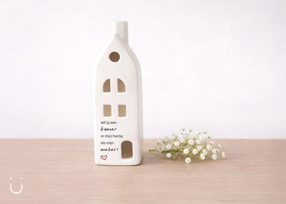 Porseleinen huisje - cadeau meter vragen - Deugeniet - Meter/peter cadeaus