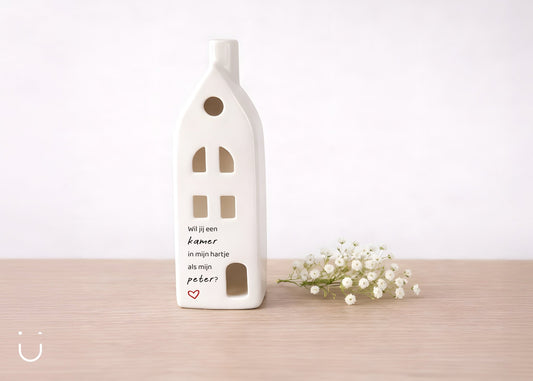 Porseleinen huisje - cadeau peter vragen - Deugeniet - Meter/peter cadeaus