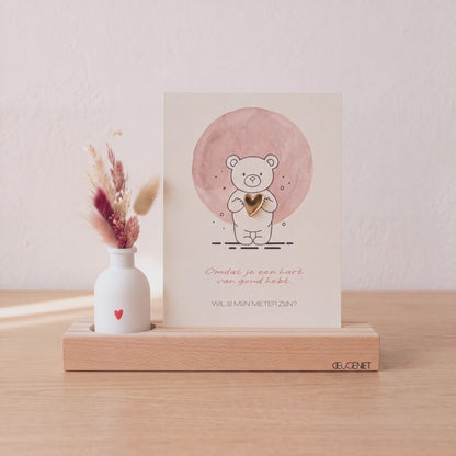 Meter vragen cadeau met droogbloemen – Hart van goud