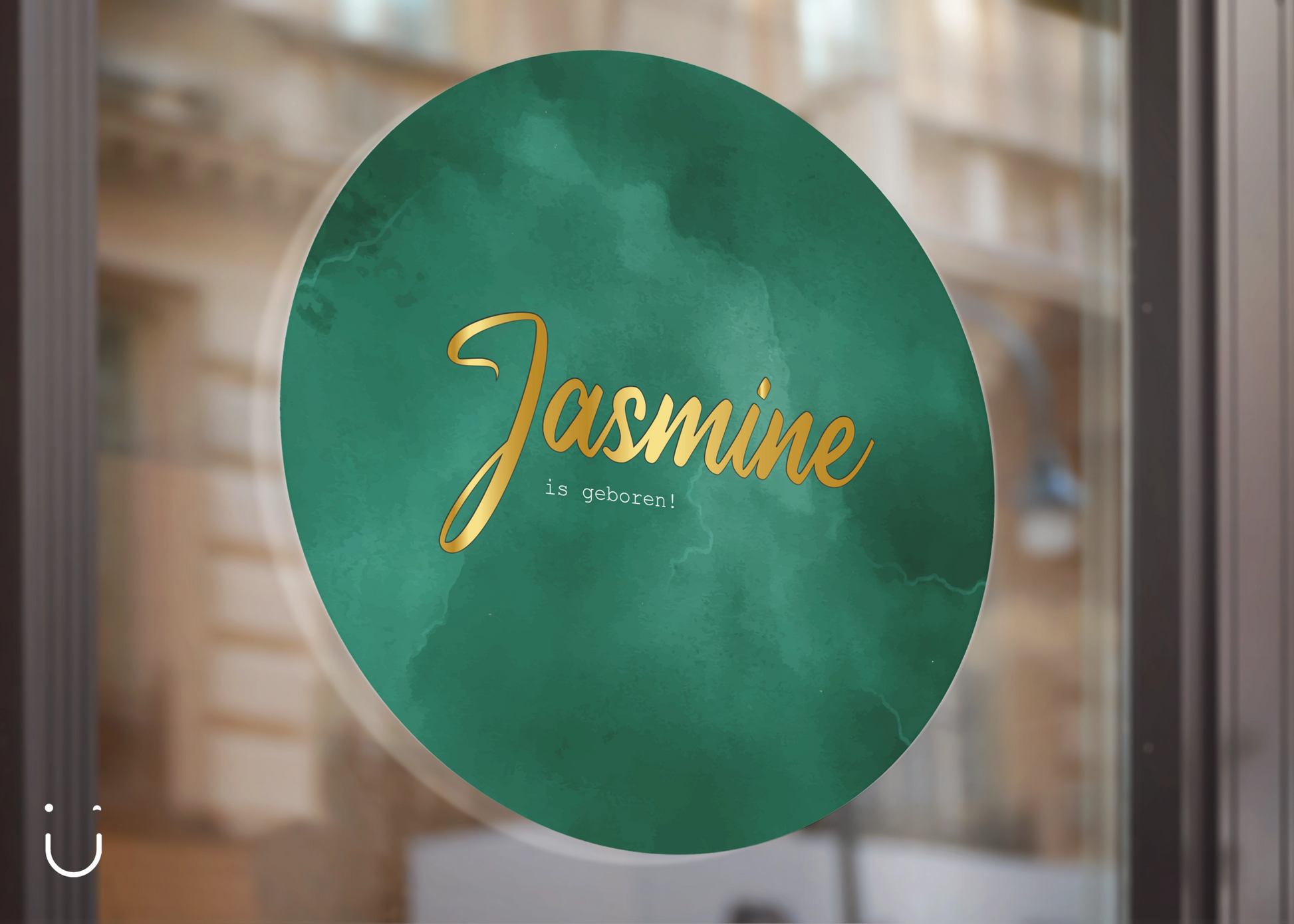 Raamsticker "Gold & green" - Deugeniet - Raamsticker geboorte