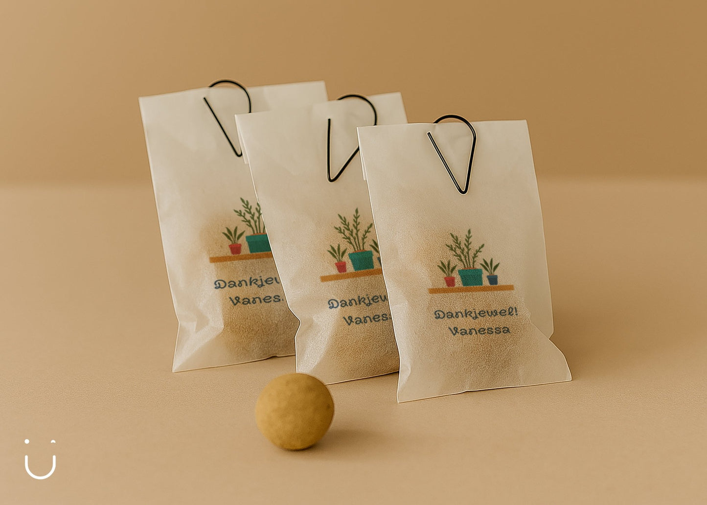 Traktatie zakje met Blossombs - Dankjewel plantjes - Deugeniet - Traktatie collega