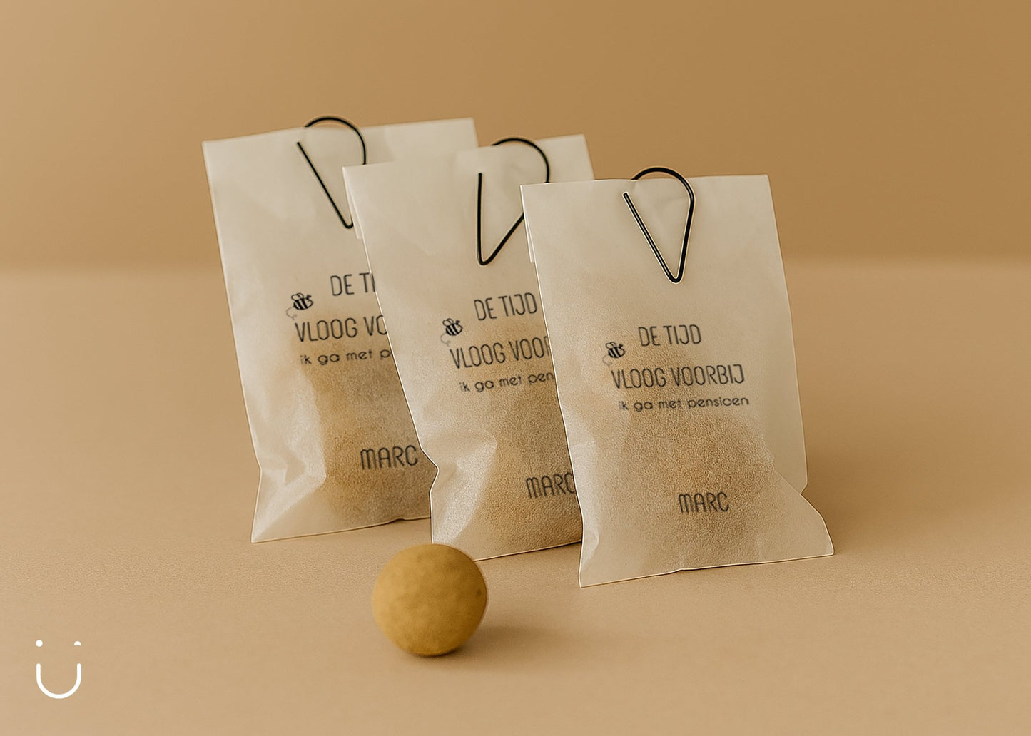 Traktatie zakje met Blossombs - De tijd vloog voorbij - Deugeniet - Traktatie collega