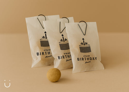 Traktatie zakje met Blossombs - It's my birthday - Deugeniet - Traktatie met naam