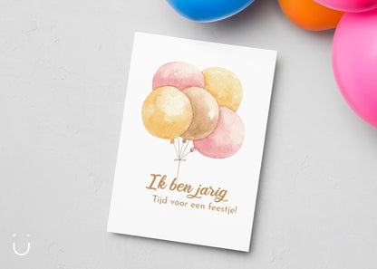 Uitnodiging kinderfeestje "Ballonnen" - Deugeniet - Uitnodiging verjaardagsfeestje