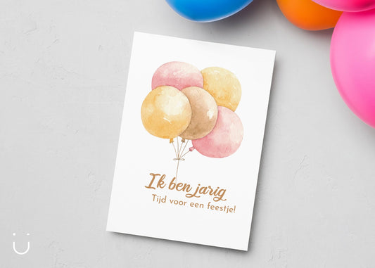 Uitnodiging kinderfeestje "Ballonnen" - Deugeniet - Uitnodiging verjaardagsfeestje