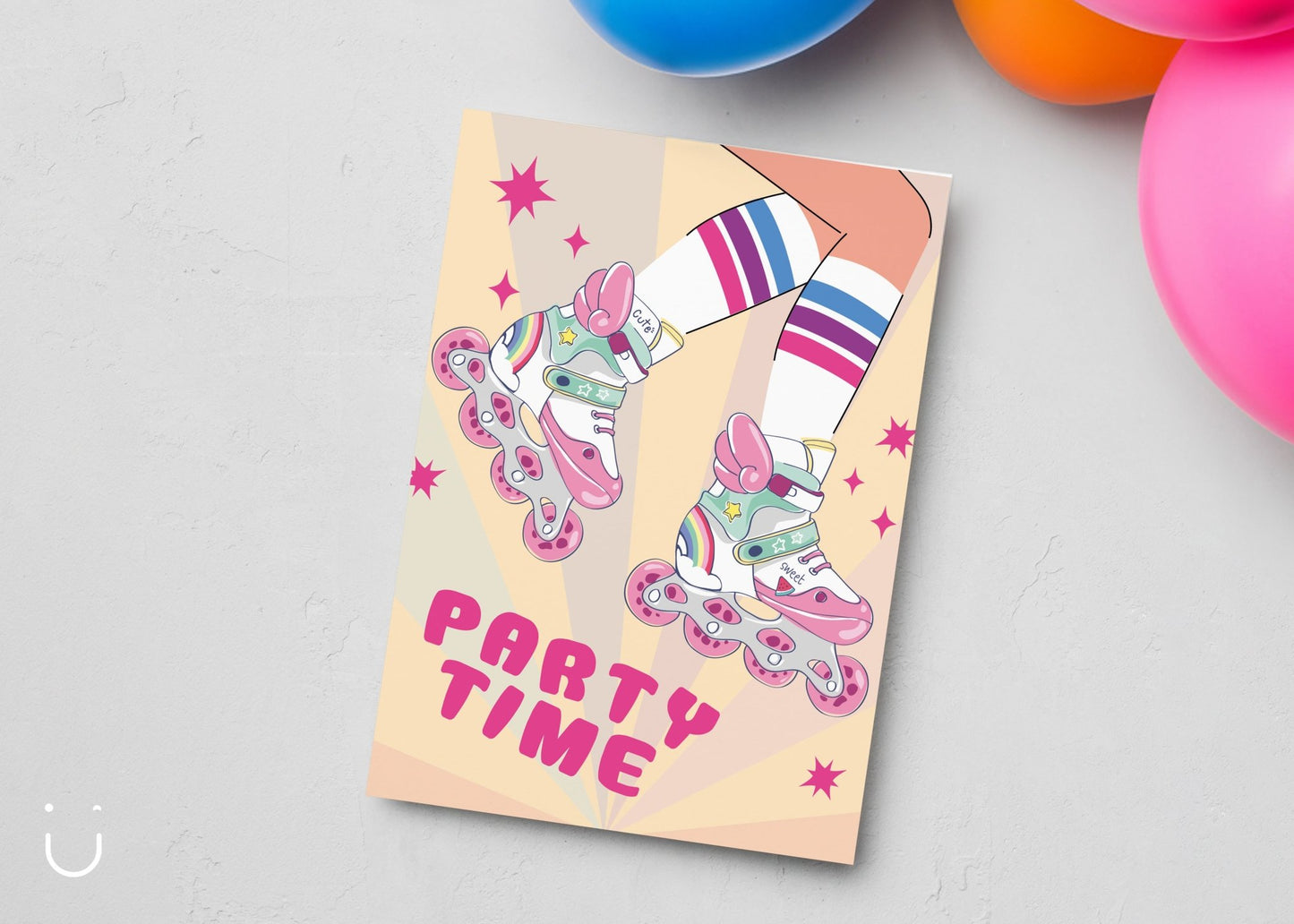 Uitnodiging kinderfeestje "Rolschaats" - Deugeniet - Uitnodiging verjaardagsfeestje