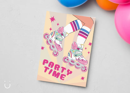 Uitnodiging kinderfeestje "Rolschaats" - Deugeniet - Uitnodiging verjaardagsfeestje