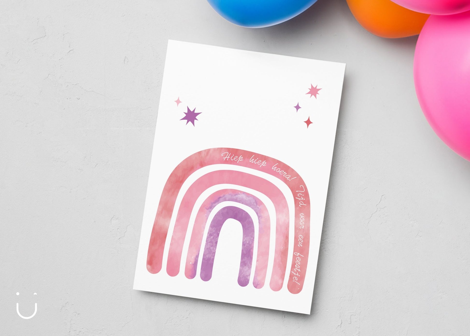 Uitnodiging kinderfeestje "Roze regenboog" - Deugeniet - Uitnodiging verjaardagsfeestje